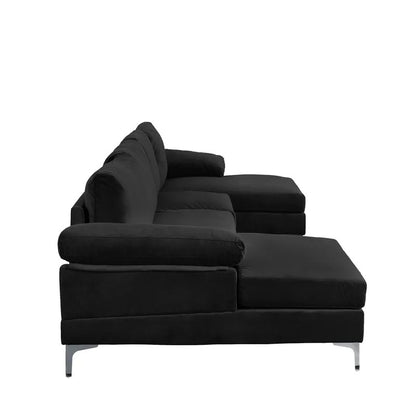  U Shape Sofa Set : 130.5" Wide Velvet Symmetrical Corner 