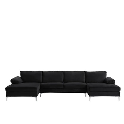  U Shape Sofa Set : 130.5" Wide Velvet Symmetrical Corner 