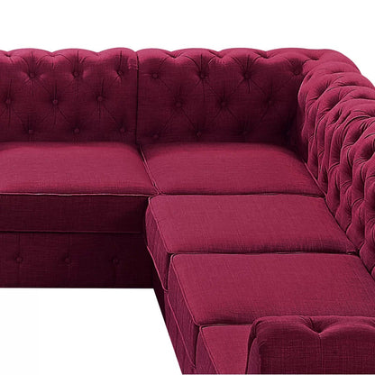 U Shape Sofa Set: 135" Wide Linen Symmetrical Sectional 11 Seater Sofa