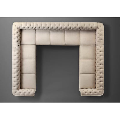 U Shape Sofa Set: 135" Wide Linen Symmetrical Sectional 11 Seater Sofa