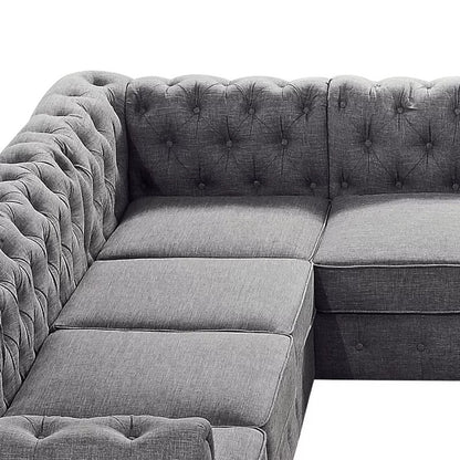 U Shape Sofa Set: 135" Wide Linen Symmetrical Sectional 11 Seater Sofa