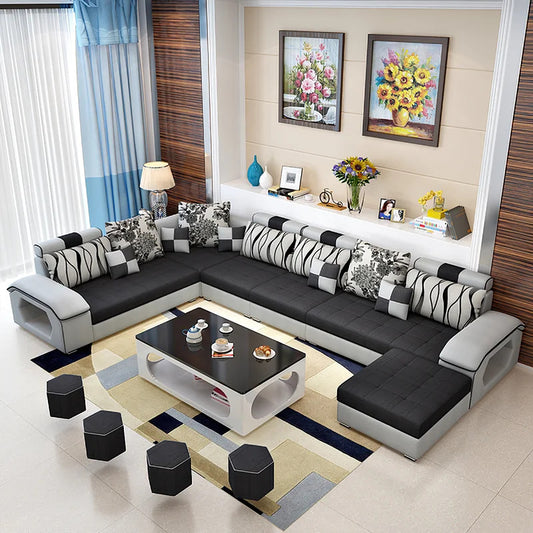  U Shape Sofa Set : 142" Wide Reversible Modular Sectional