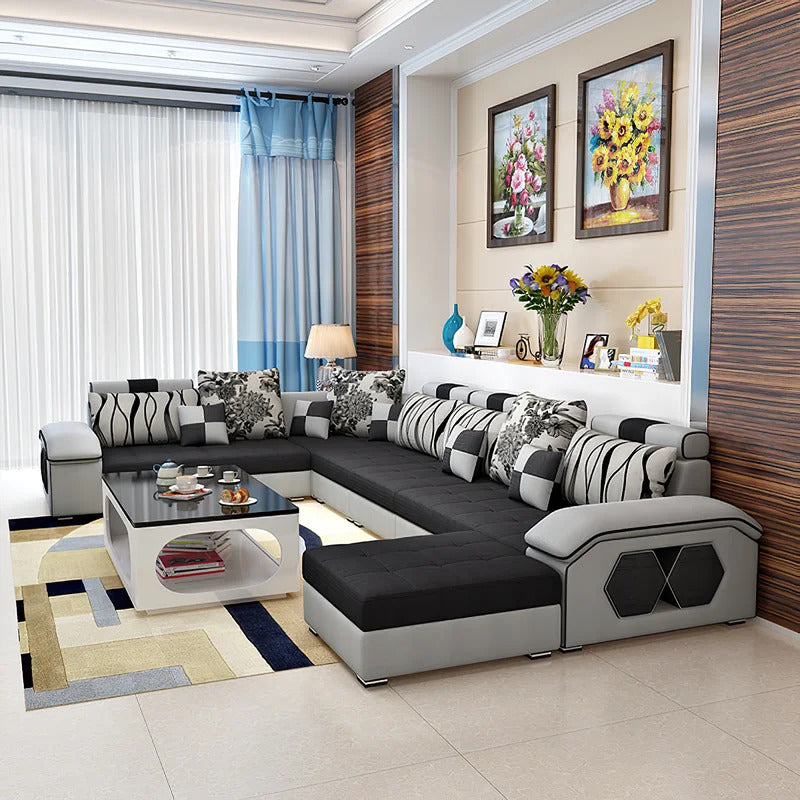  U Shape Sofa Set : 142" Wide Reversible Modular Sectional
