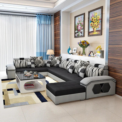  U Shape Sofa Set : 142" Wide Reversible Modular Sectional