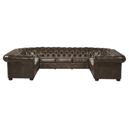 U Shape Sofa Set : 11 Seater 143.4" Wide Faux Leatherette Symmetrical