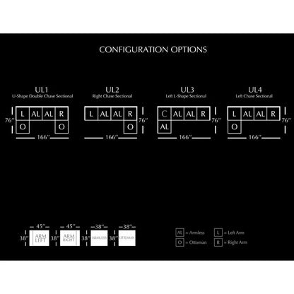 U Shape Sofa Set: 4 Seater  166" Modular Large Sectional Sofa Set