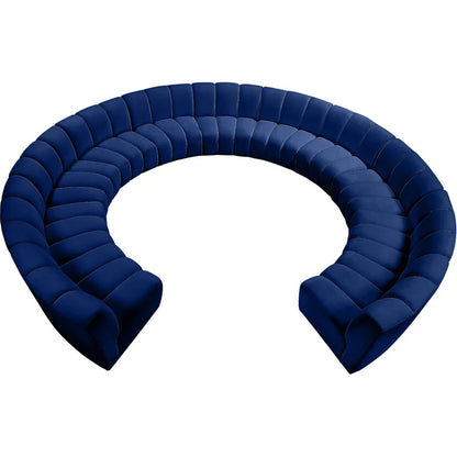 U Shape Sofa Set: 183" Wide Velvet Symmetrical Corner Sectional 11 Seater Sofa
