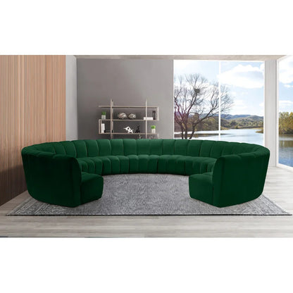 U Shape Sofa Set: 183" Wide Velvet Symmetrical Corner Sectional 11 Seater Sofa