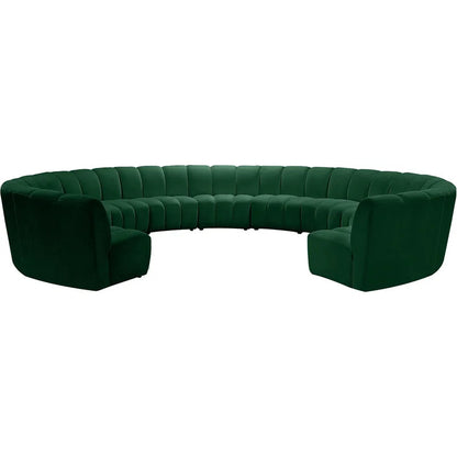 U Shape Sofa Set: 183" Wide Velvet Symmetrical Corner Sectional 11 Seater Sofa