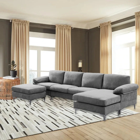 U Shape Sofa Set 5 Seater Convertible Sectional Sofa Set