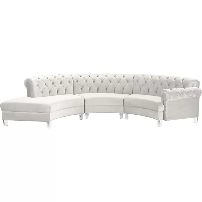 U Shape Sofa Set: 6 Seater 140" Wide Velvet Sectional Sofa