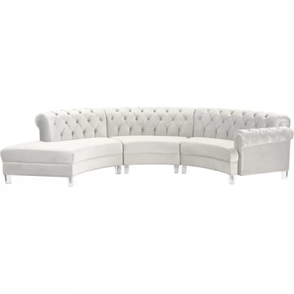 U Shape Sofa Set: 6 Seater 140" Wide Velvet Sectional Sofa