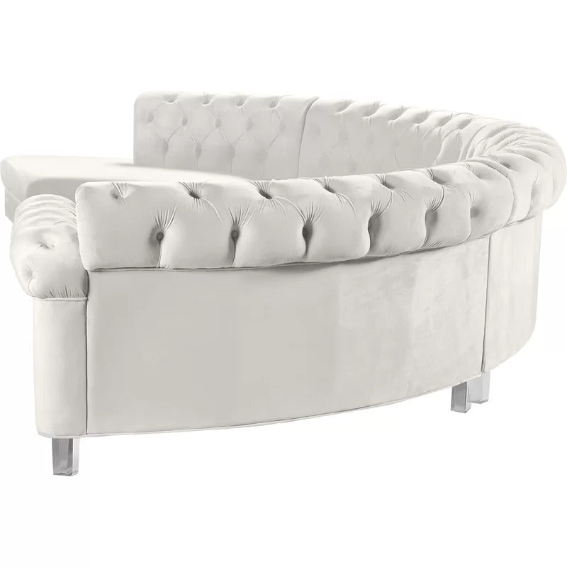 U Shape Sofa Set: 6 Seater 140" Wide Velvet Sectional Sofa