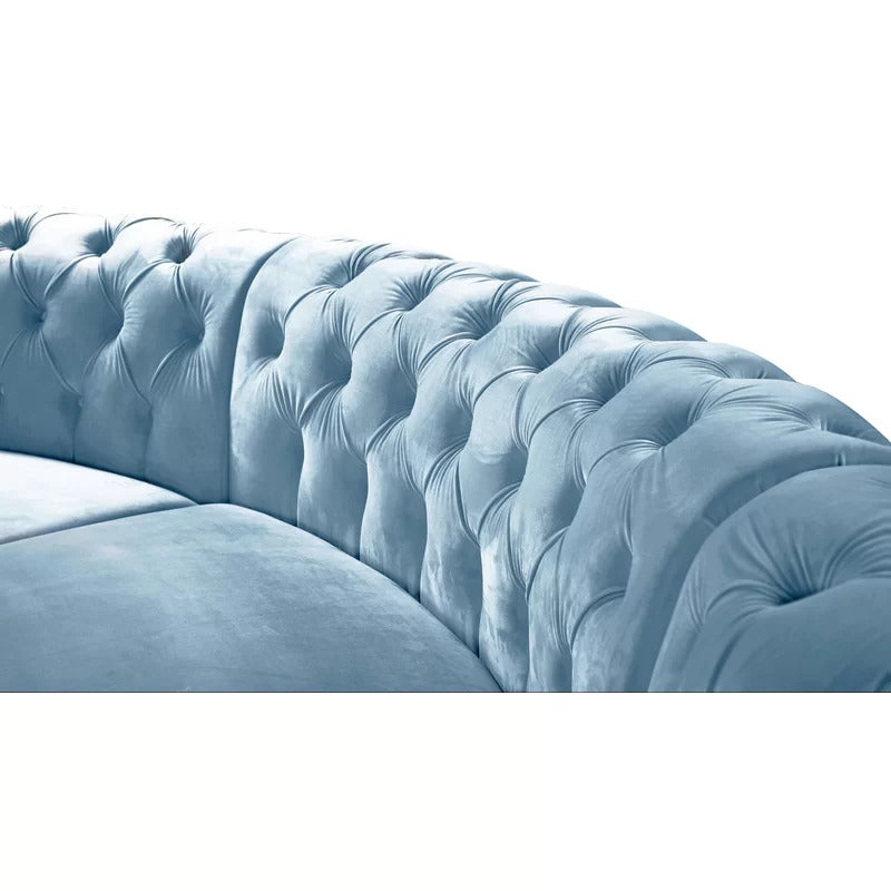 U Shape Sofa Set: 6 Seater 140" Wide Velvet Sectional Sofa