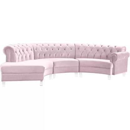 U Shape Sofa Set: 6 Seater 140" Wide Velvet Sectional Sofa
