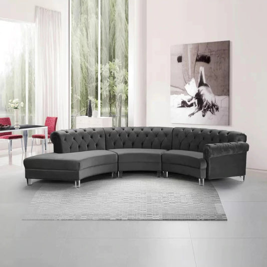 U Shape Sofa Set 6 Seater 140 Wide Velvet Sectional Sofa