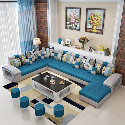 U Shape Sofa Set : 7 Seater  142" Wide Reversible Modular Sectional