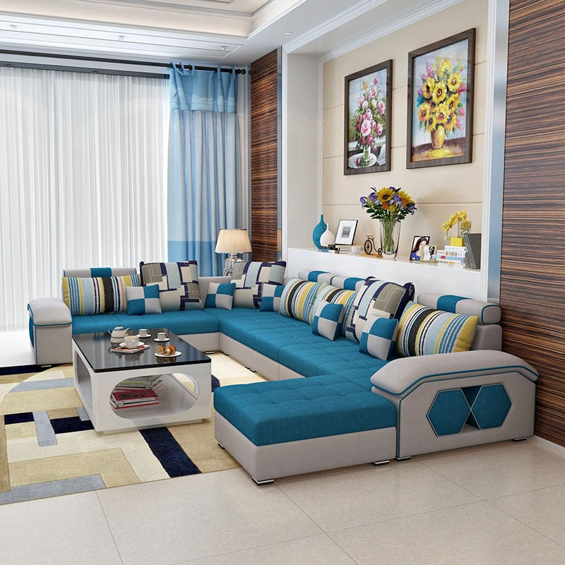 U Shape Sofa Set : 7 Seater  142" Wide Reversible Modular Sectional