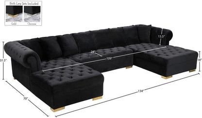 U Shape Sofa Set 8 Seater 134 Wide Velvet Symmetrical