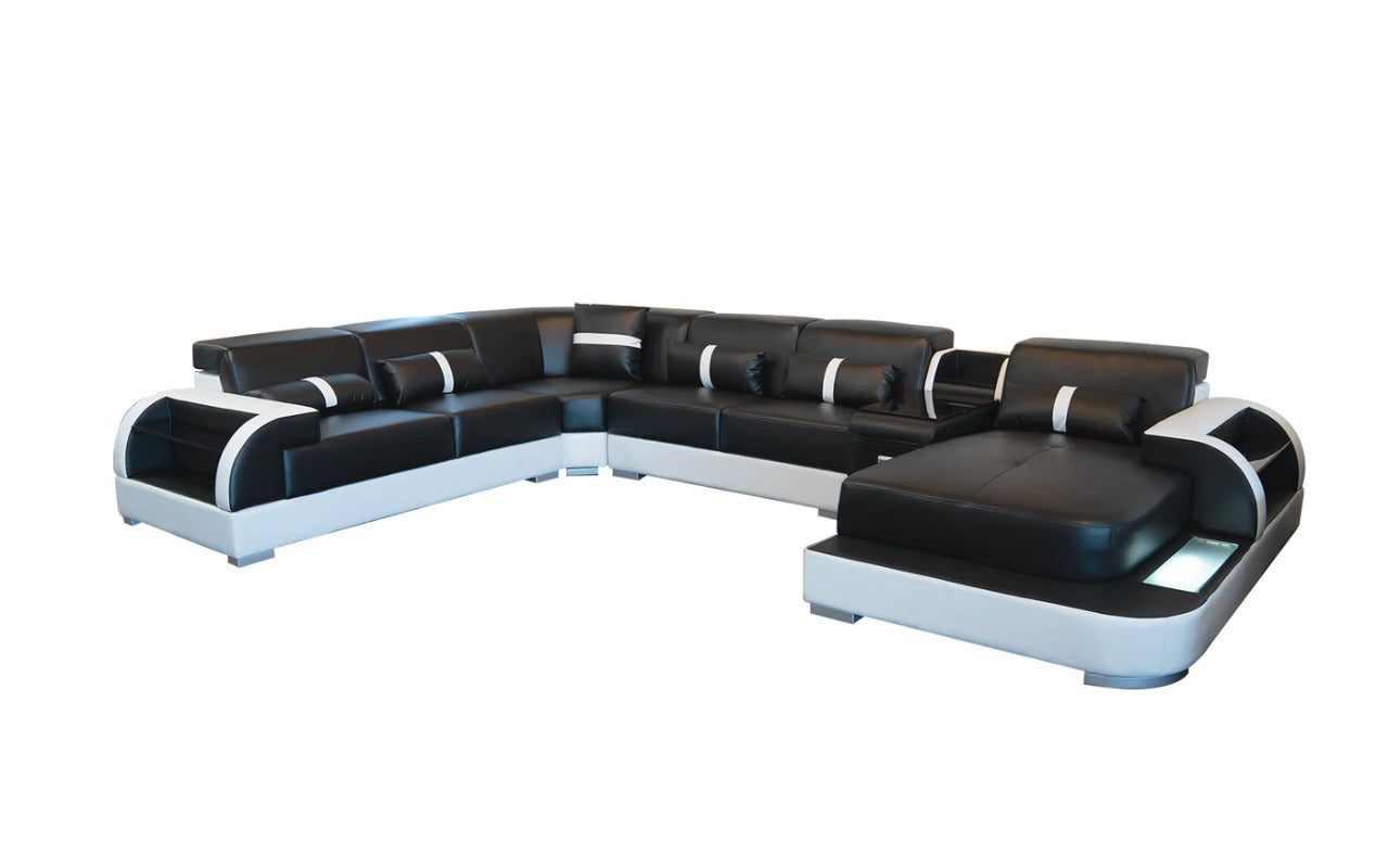 U Shape Sofa Set 8 Seater Modern Leatherette Sofa Set