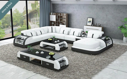 U Shape Sofa Set 8 Seater Modern Leatherette Sofa Set