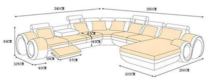U Shape Sofa Set 9 Seater Sofa Set Luxury Leatherette Corner Sofa Set