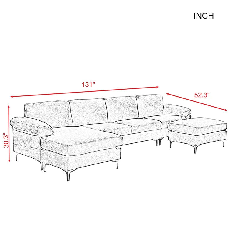 U Shape Sofa Set: Convertible Sectional Sofa Set