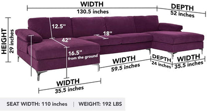 U Shape Sofa Set: Large Fabric U Shape Sofa Set