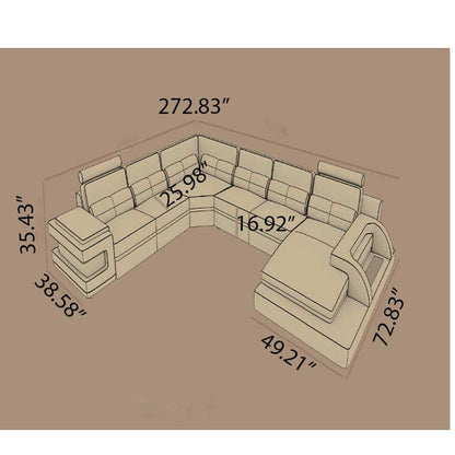 U Shape Sofa Set Leatherette Hardwood Modern Sofa Set (Sky Blue & White)