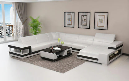 U Shape Sofa Set Leatherette Standard Size ,(Orange and White)