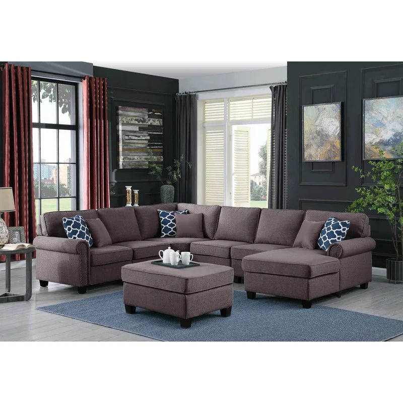 U Shape Sofa Set : Left Hand Facing Sectional With Ottoman