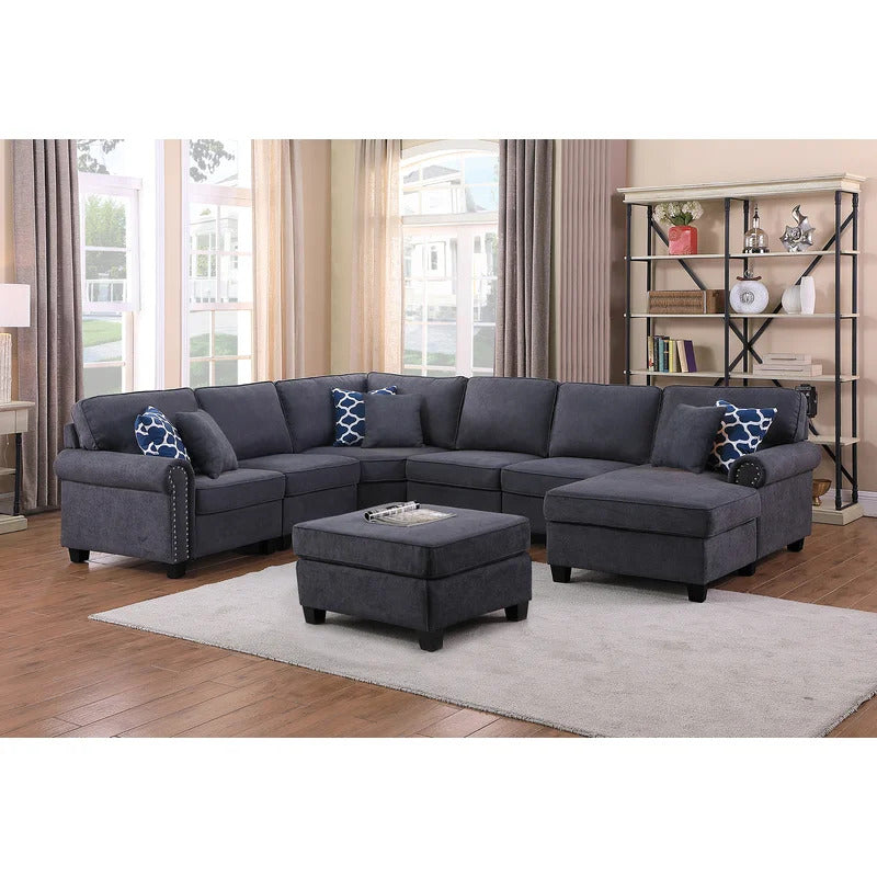 U Shape Sofa Set : Left Hand Facing Sectional With Ottoman