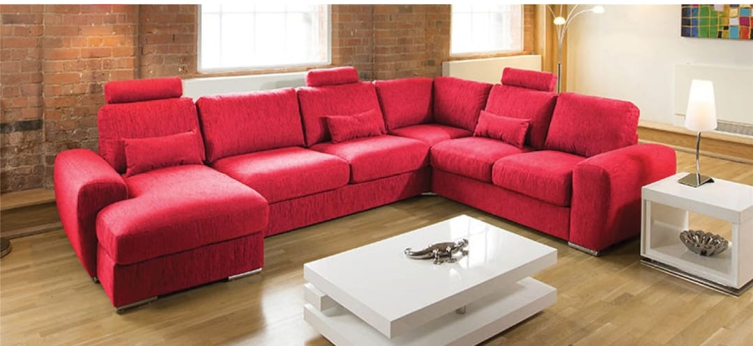 U Shape Sofa Set: Massive Modern Corner Fabric Sofa Set (Dark Grey)