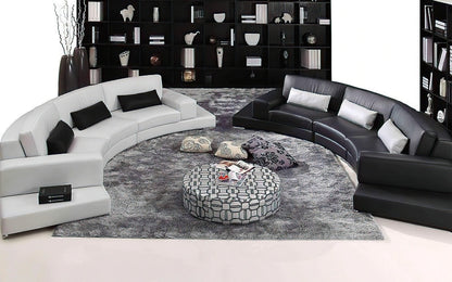 U Shape Sofa Set:- Modern Arc-Shaped Hardwood Leatherette Sofa Set, Standard (White and Black)