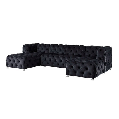 U Shape Sofa Set : Sectional Black 4 Seater Sofa Set