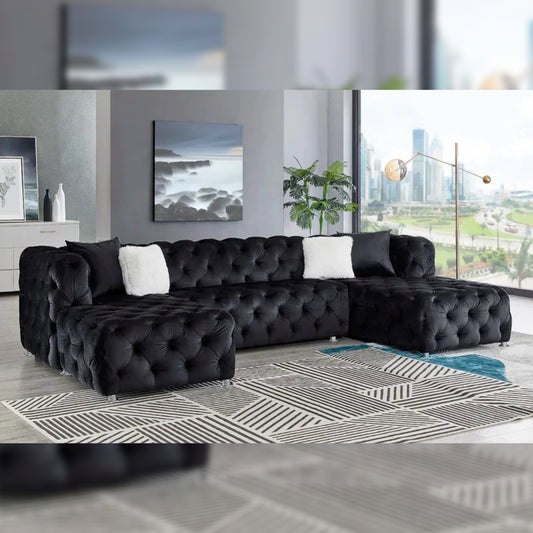 U Shape Sofa Set Velvet 5 Seater Sofa Set