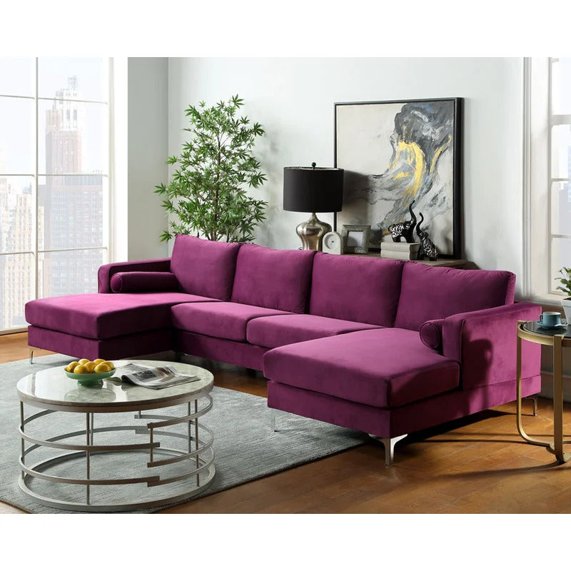  U Shape Sofa Set Velvet Upholstered Couch