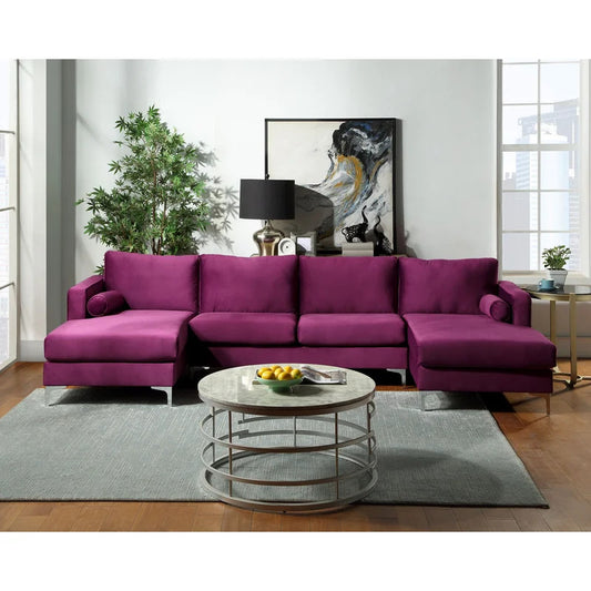  U Shape Sofa Set Velvet Upholstered Couch