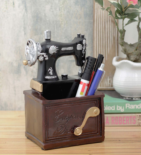 Pen Stand : Vintage Sweing Machine Resin Table Accent Cum Pen Stand