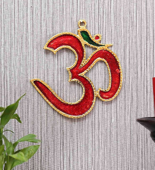 Wall Art: Aluminium OM Wall Art In Red Color