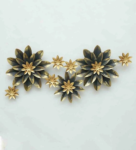 Wall Art: Grey Iron Decorative Flower Wall Art 