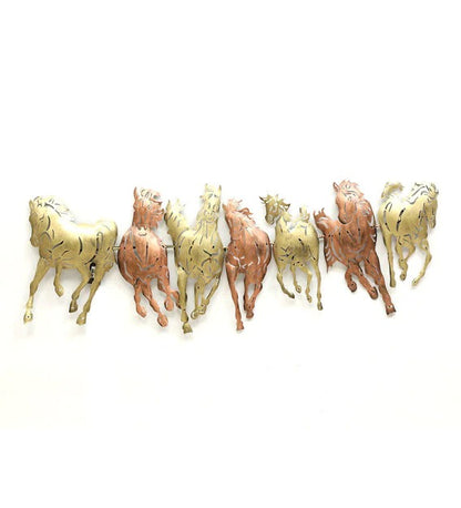 Wall Art  Iron 7 Running Horse Wall Art With LED In Copper