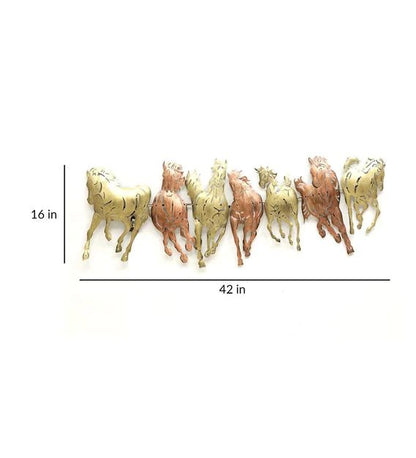 Wall Art  Iron 7 Running Horse Wall Art With LED In Copper