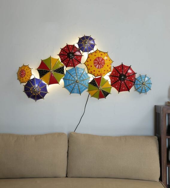 Wall Art : Iron Abstract Wall Art With LED In Multicolour
