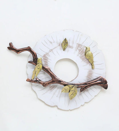 Wall Art: Iron Bird On Branch Wall Art In White