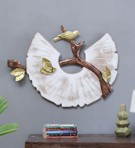 Wall Art: Iron Bird On Branch Wall Art In White