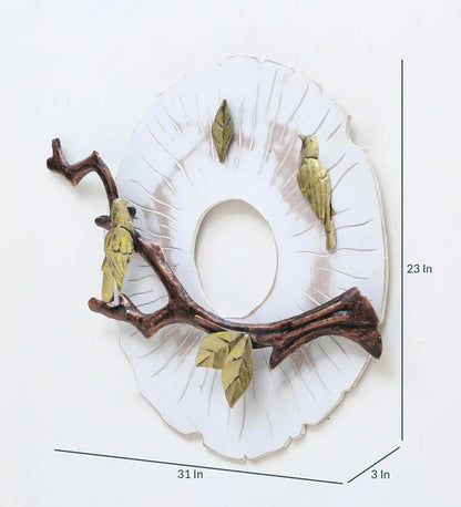Wall Art: Iron Bird On Branch Wall Art In White