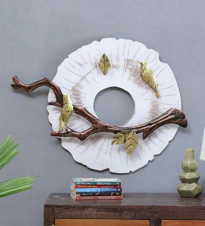 Wall Art: Iron Bird On Branch Wall Art In White