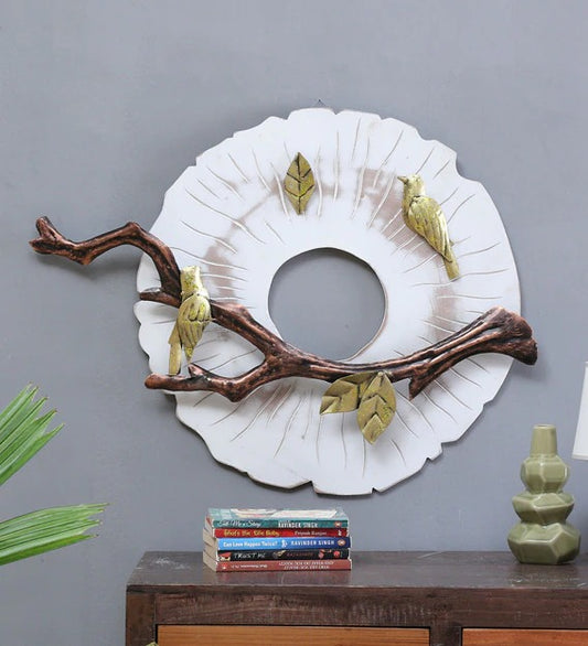 Wall Art: Iron Bird On Branch Wall Art In White