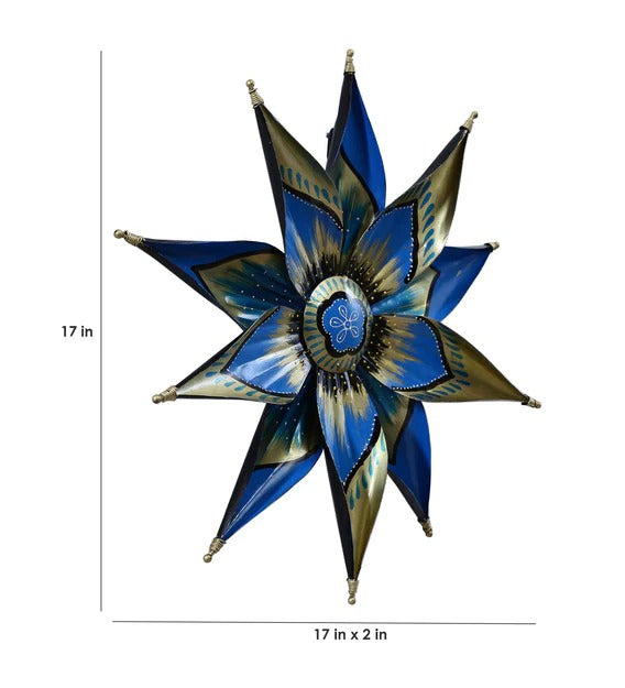 Wall Art Iron Decorative Flower Wall Art In Blue